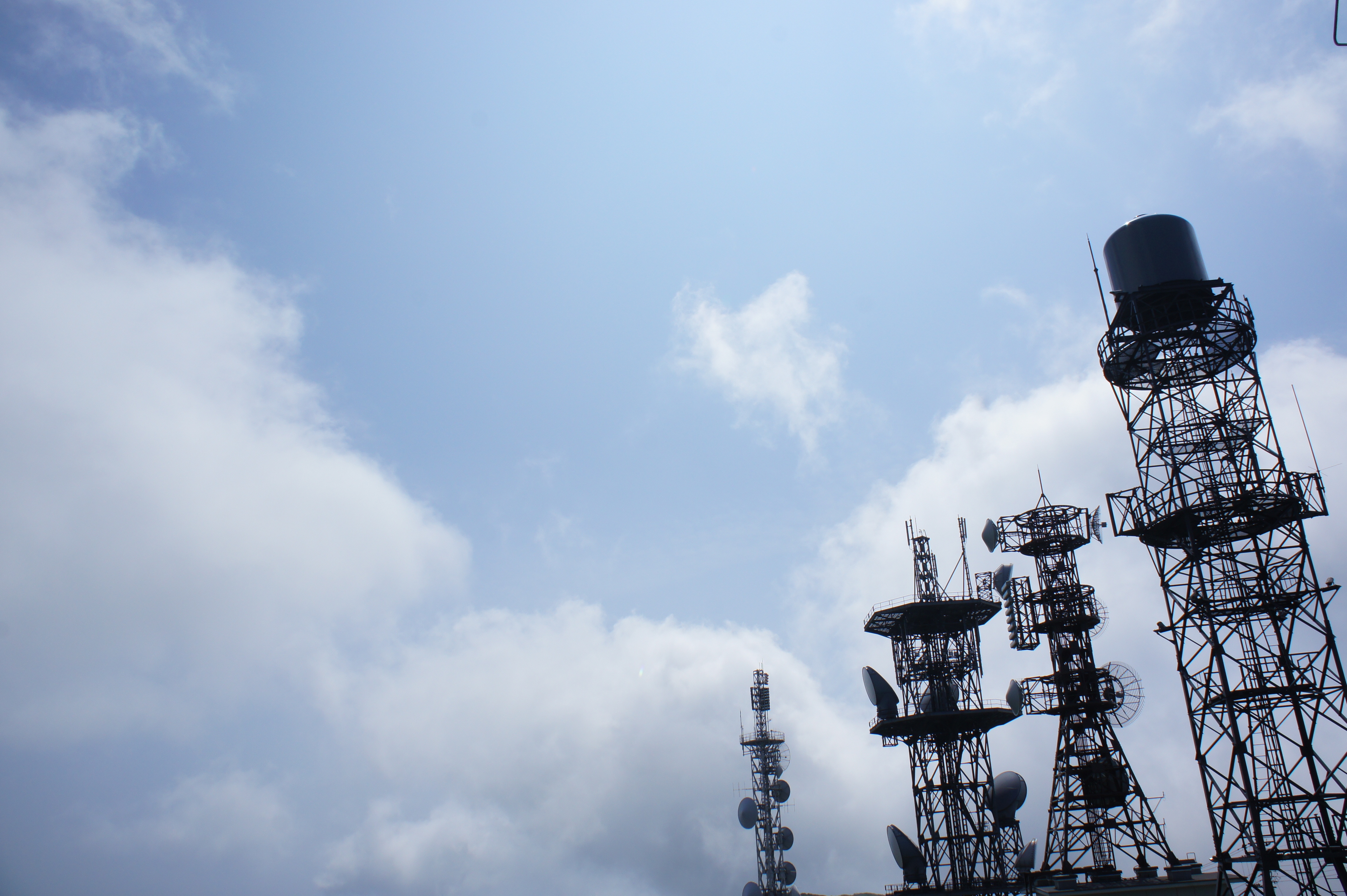 Television broadcast tower against the sky